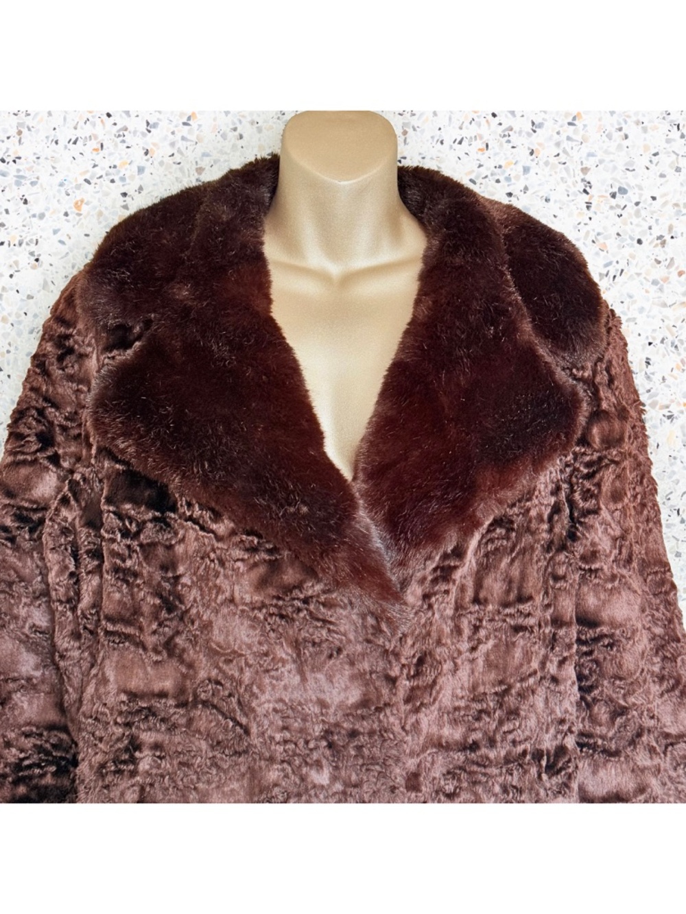 VTG 70s MCM Penny Lane Brown Faux Fur Mouton Mobwife Mod Hippie Bohemian Coat S - Picture 5 of 17